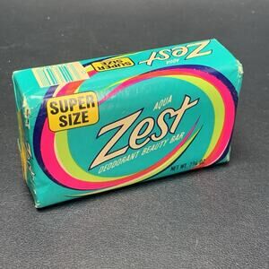 Vintage Zest Aqua Deodorant Beauty Bar Soap Super Size Bar - 7 3/4 oz USA
